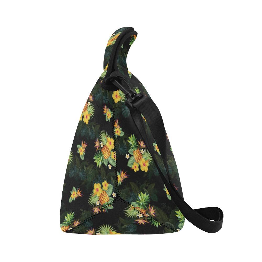 Pineapple Tropical Flower Print Pattern Neoprene Lunch Bag-JorJune