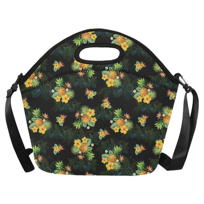 Pineapple Tropical Flower Print Pattern Neoprene Lunch Bag-JorJune