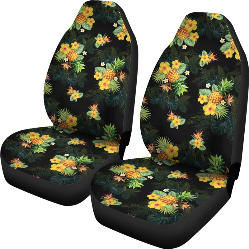 Pineapple Tropical Flower Print Pattern Universal Fit Car Seat Covers-JorJune