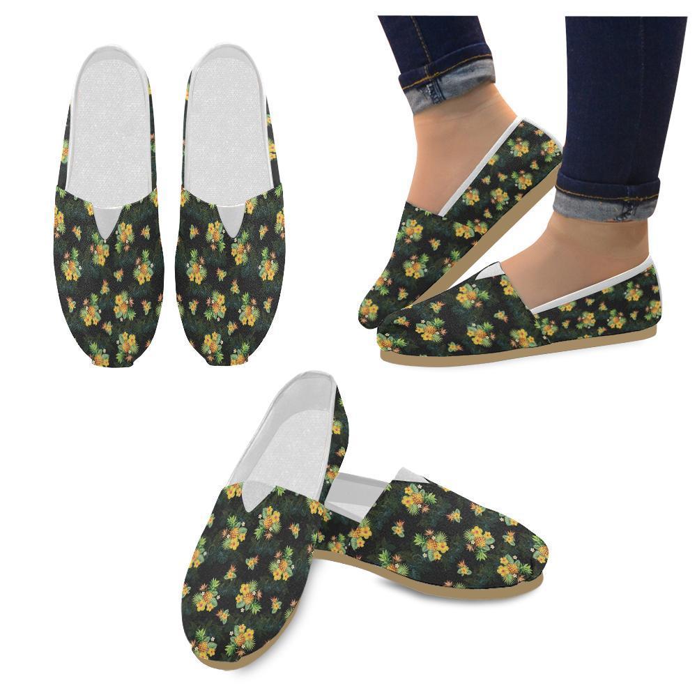 Pineapple Tropical Flower Print Pattern Women Casual Shoes-JorJune.com