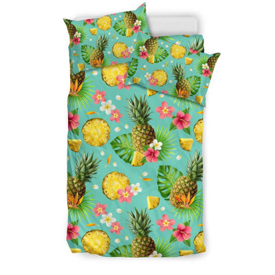 Hibiscus Pineapple Hawaiian Tropical Duvet Cover Bedding Set