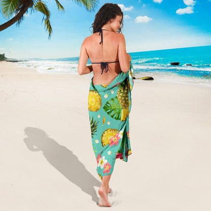 Hibiscus Pineapple Hawaiian Tropical Beach Sarong Pareo Wrap