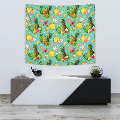 Hibiscus Pineapple Hawaiian Tropical Wall Tapestry