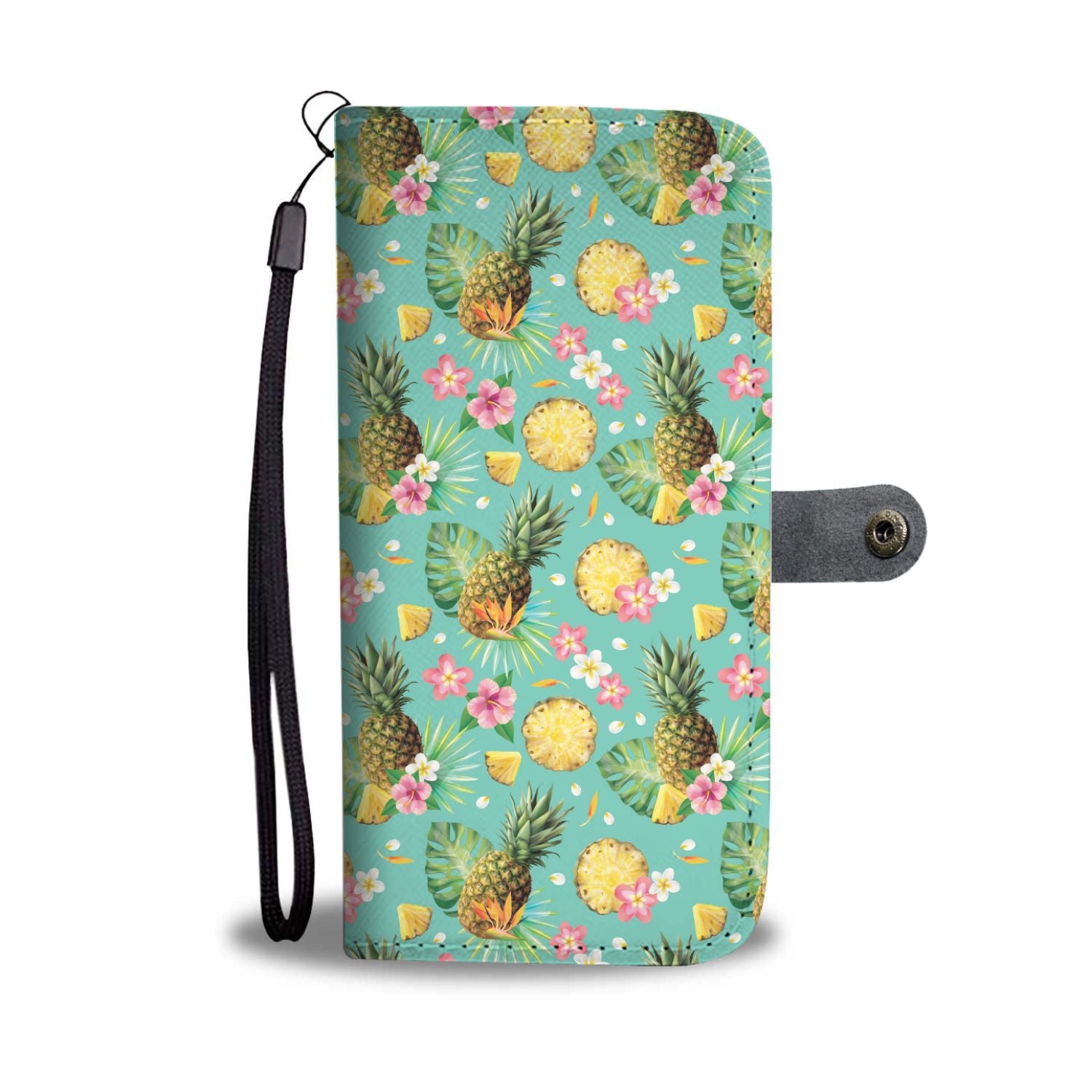 Hibiscus Pineapple Hawaiian Tropical Wallet Phone Case