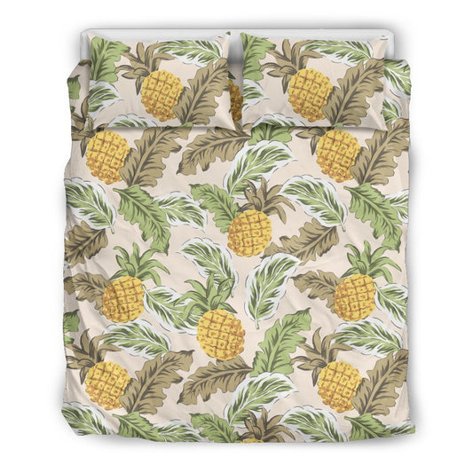 Pineapple Vintage Tropical leaves Duvet Cover Bedding Set