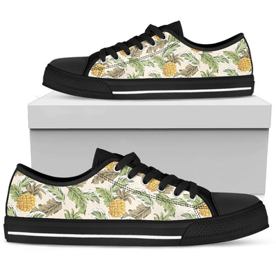 Pineapple Vintage Tropical leaves Men Low Top Canvas Shoes