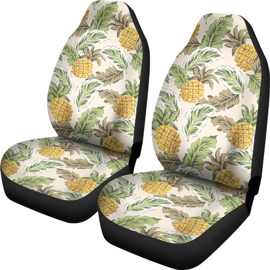 Pineapple Vintage Tropical leaves Universal Fit Car Seat Covers