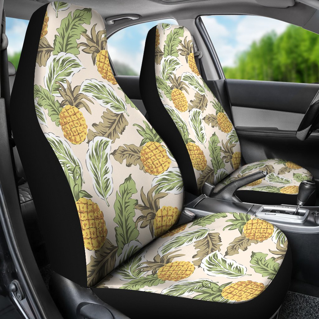 Pineapple Vintage Tropical leaves Universal Fit Car Seat Covers
