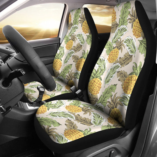 Pineapple Vintage Tropical leaves Universal Fit Car Seat Covers