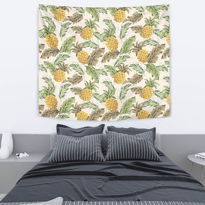 Pineapple Vintage Tropical leaves Wall Tapestry
