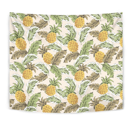 Pineapple Vintage Tropical leaves Wall Tapestry