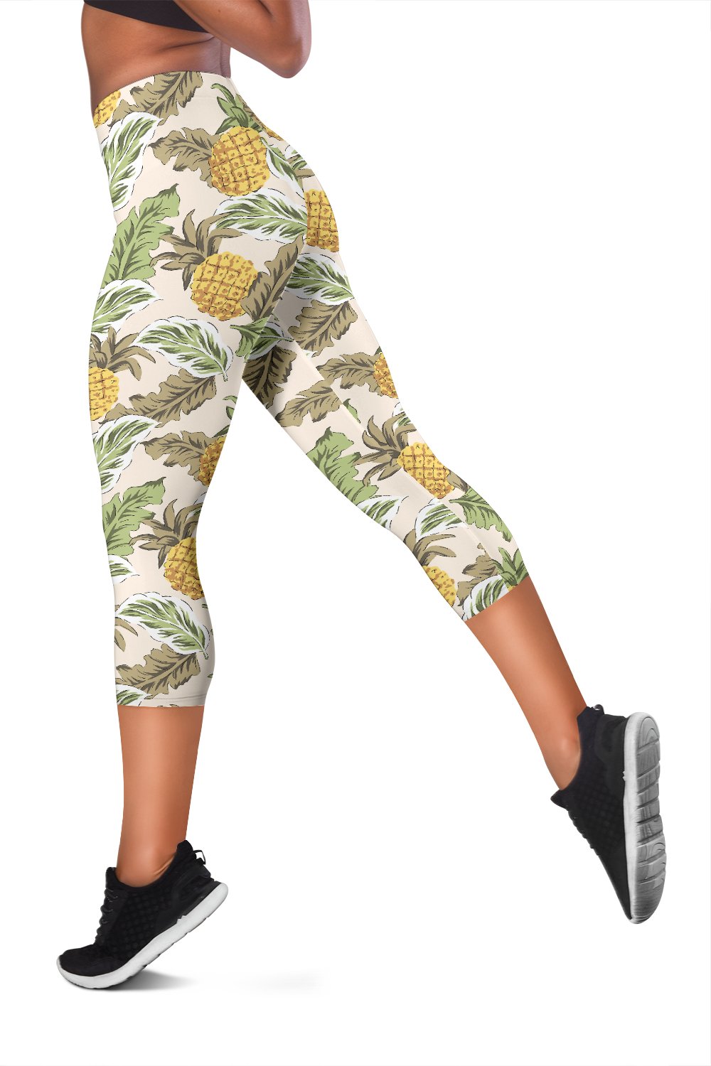 Pineapple Vintage Tropical Leaves Women Capris