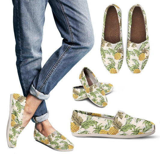 Pineapple Vintage Tropical Leaves Women Casual Shoes-JorJune.com