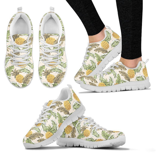 Pineapple Vintage Tropical leaves Women Sneakers