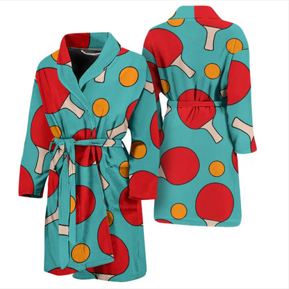 Ping Pong Pattern Print Design A01 Men Bathrobe-JORJUNE.COM