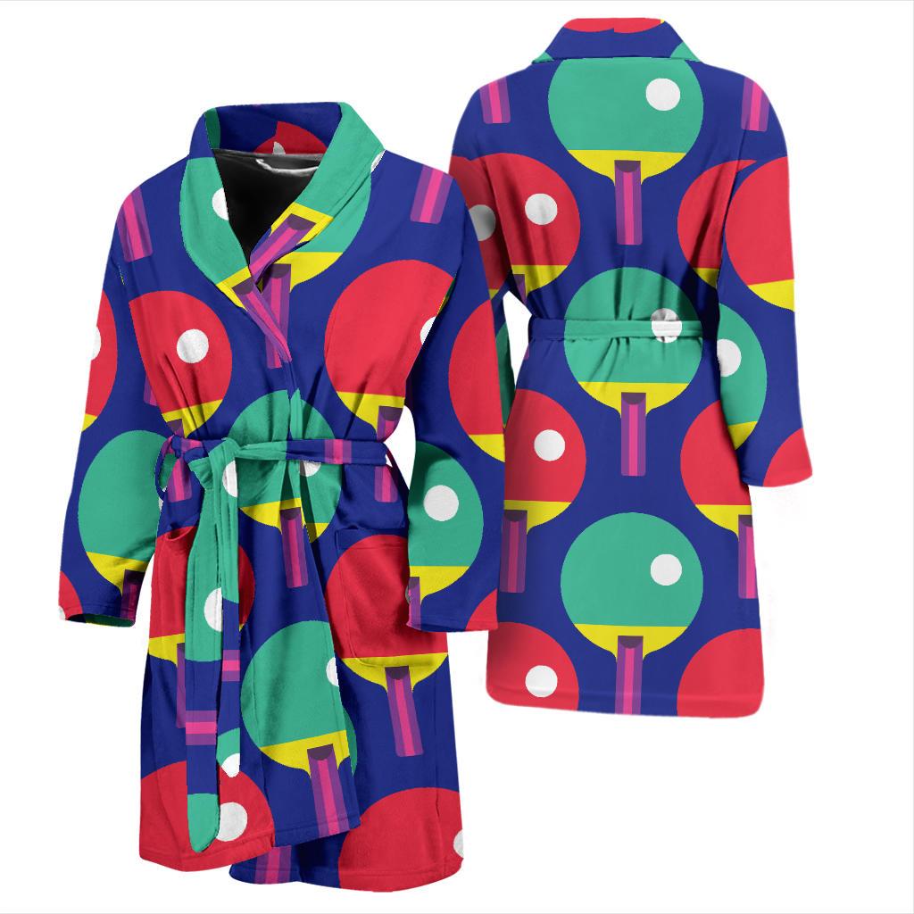 Ping Pong Pattern Print Design A03 Men Bathrobe-JORJUNE.COM