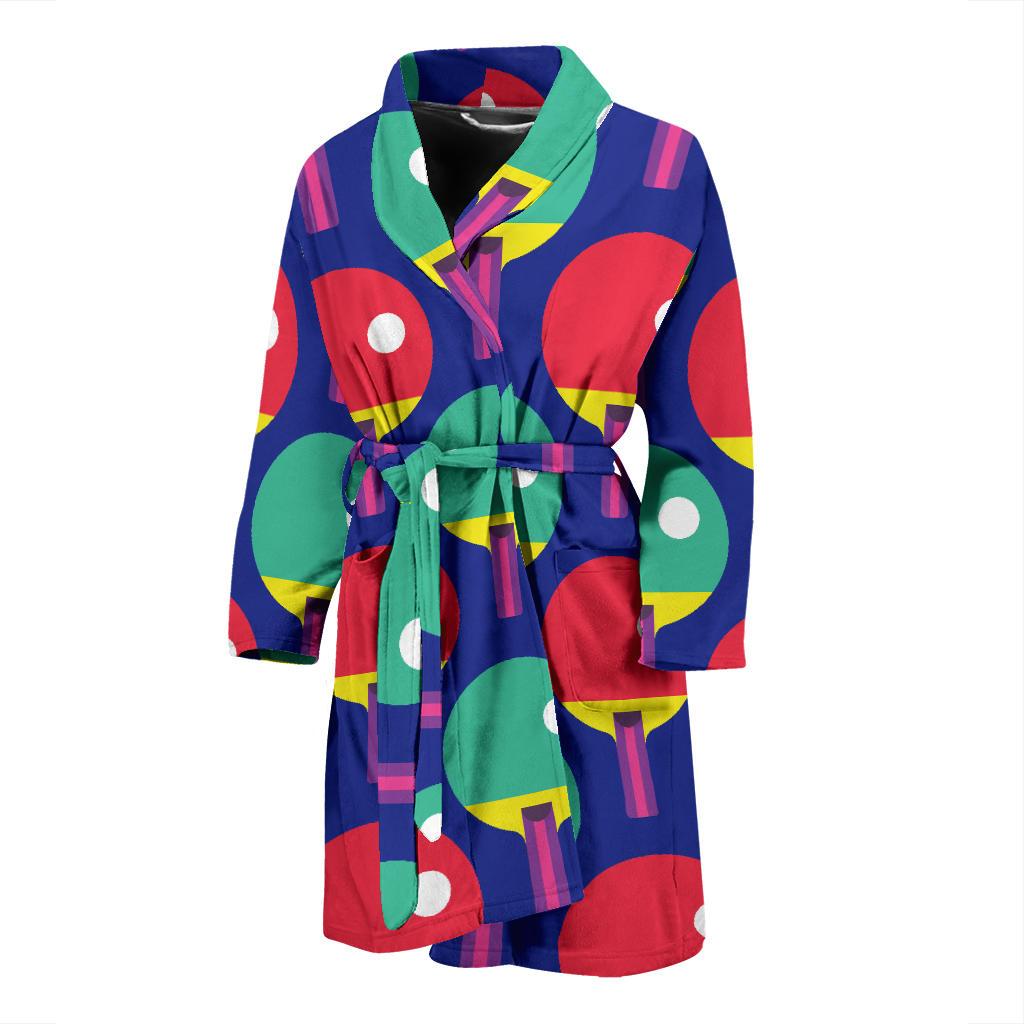 Ping Pong Pattern Print Design A03 Men Bathrobe-JORJUNE.COM