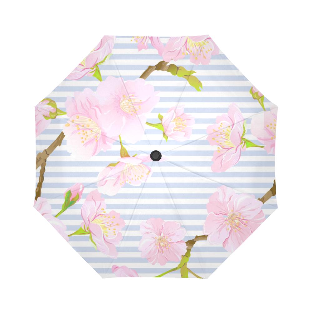 Pink Cherry Blossom Automatic Foldable Umbrella