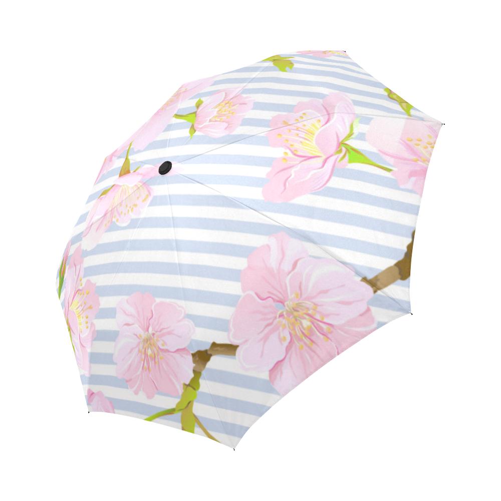 Pink Cherry Blossom Automatic Foldable Umbrella