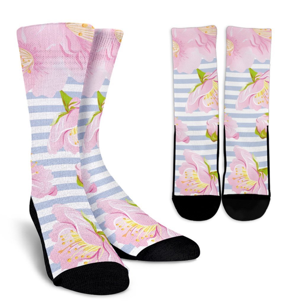 Pink Cherry Blossom Sakura Crew Socks