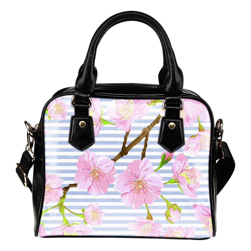 Pink Cherry Blossom Sakura Leather Shoulder Handbag