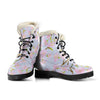 Pink Cherry Blossom Sakura Faux Fur Leather Boots