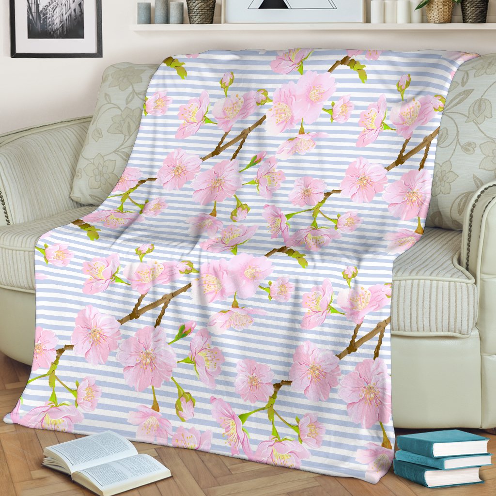 Pink Cherry Blossom Sakura Fleece Blanket