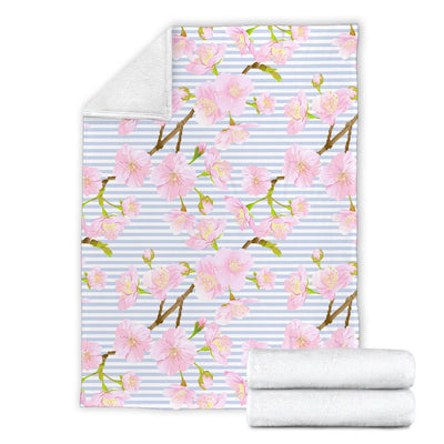 Pink Cherry Blossom Sakura Fleece Blanket