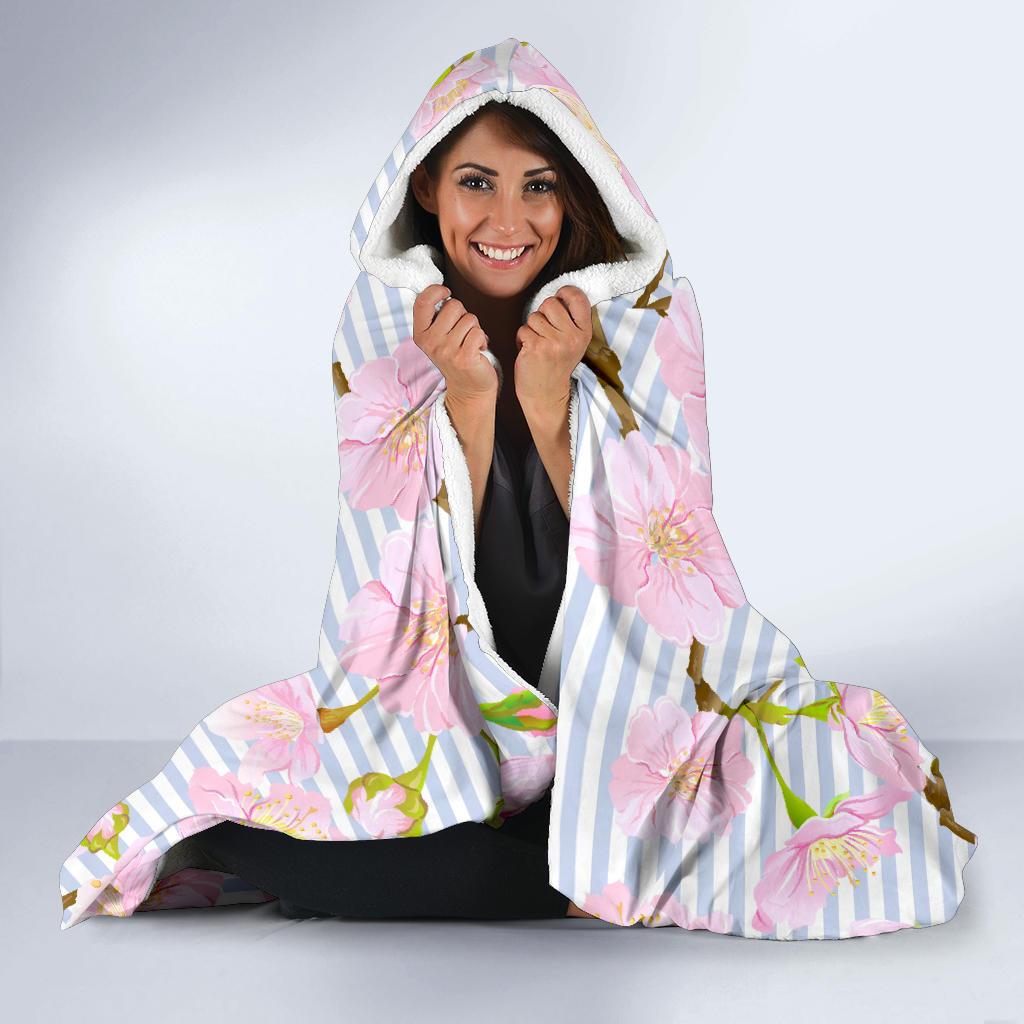 Pink Cherry Blossom Sakura Hooded Blanket-JORJUNE.COM