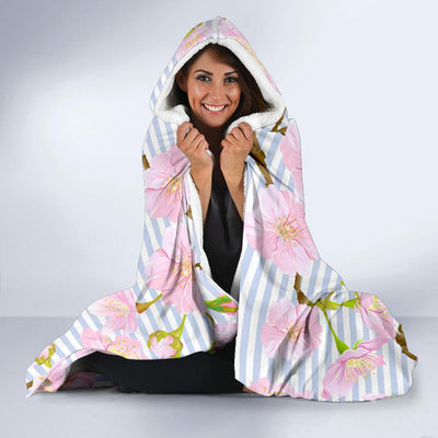 Pink Cherry Blossom Sakura Hooded Blanket-JORJUNE.COM