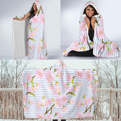 Pink Cherry Blossom Sakura Hooded Blanket-JORJUNE.COM