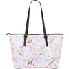 Pink Cherry Blossom Sakura Large Leather Tote Bag