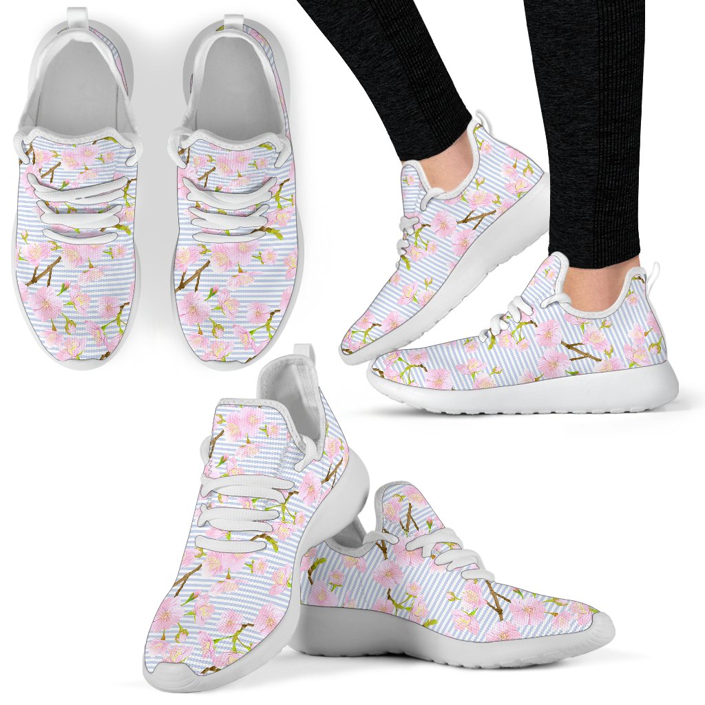 Pink Cherry Blossom Sakura Mesh Knit Sneakers Shoes