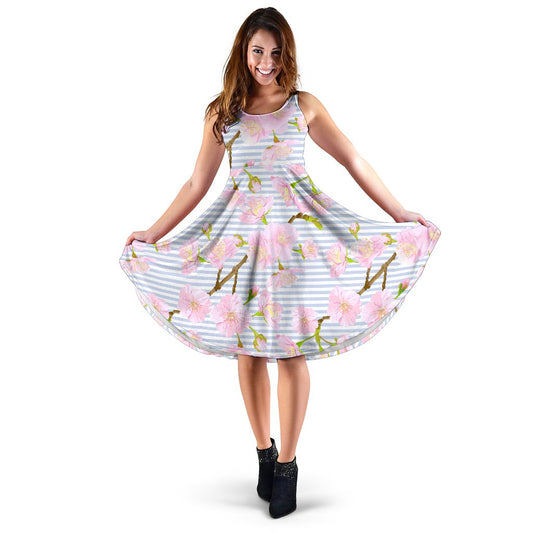 Pink Cherry Blossom Sakura Sleeveless Mini Dress