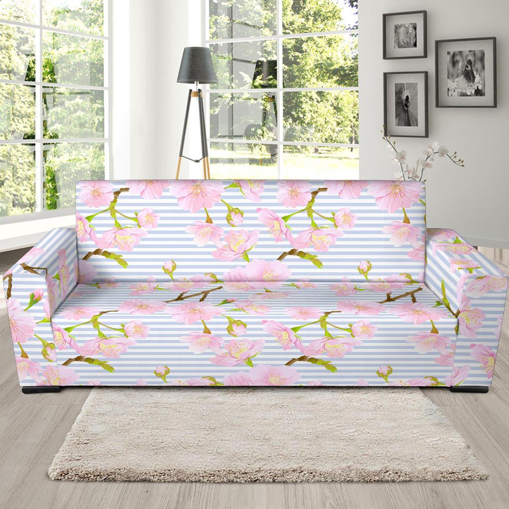 Pink Cherry Blossom Sakura Sofa Slipcover-JORJUNE.COM