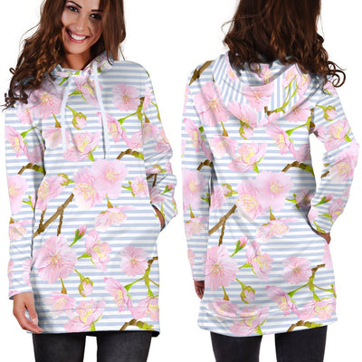 Pink Cherry Blossom Sakura Women Hoodie Dress