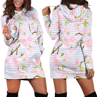 Pink Cherry Blossom Sakura Women Hoodie Dress