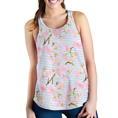 Pink Cherry Blossom Sakura Women Racerback Tank Top