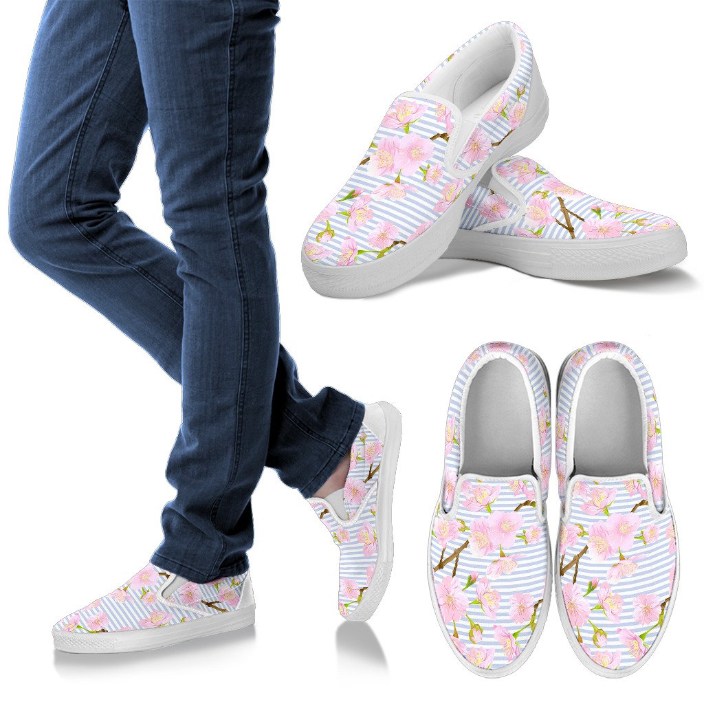 Pink Cherry Blossom Sakura Women Slip On Shoes