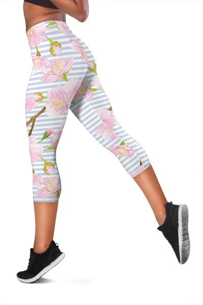 Pink Cherry Blossom Women Capris