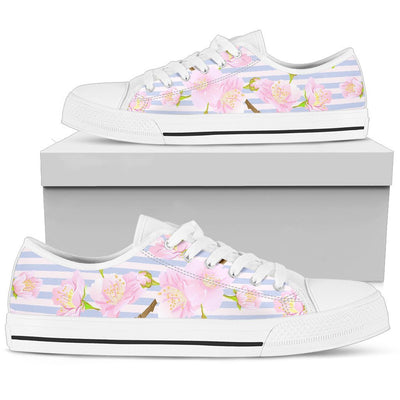 Pink Cherry Blossom Sakura Women Low Top Canvas Shoes