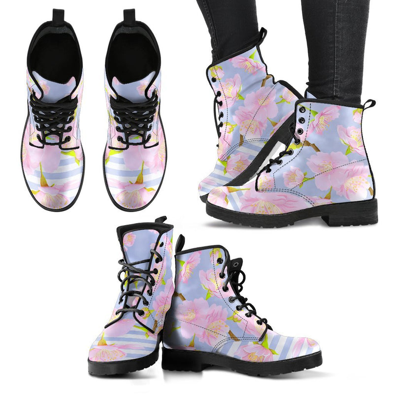 Pink Cherry Blossom Sakura Women & Men Leather Boots