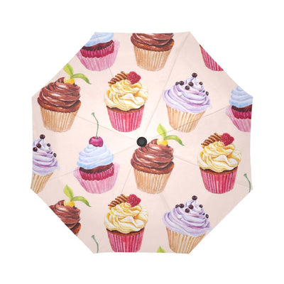 Pink Cupcake Pattern Automatic Foldable Umbrella