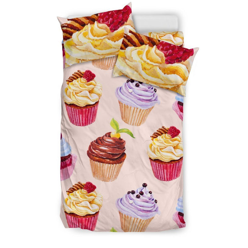 Pink Cupcake Pattern Duvet Cover Bedding Set