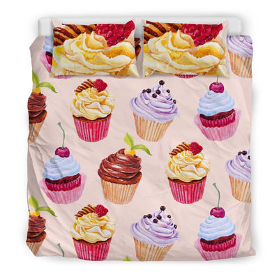 Pink Cupcake Pattern Duvet Cover Bedding Set