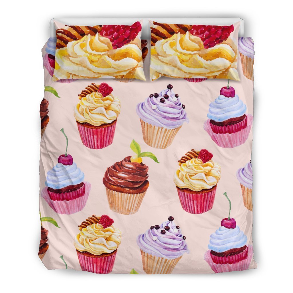 Pink Cupcake Pattern Duvet Cover Bedding Set