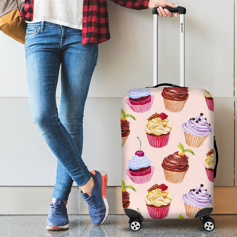 Pink Cupcake Pattern Luggage Cover Protector