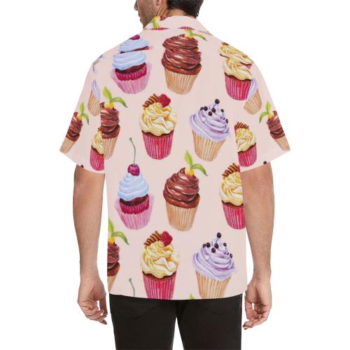 Pink Cupcake Pattern Men Hawaiian Shirt