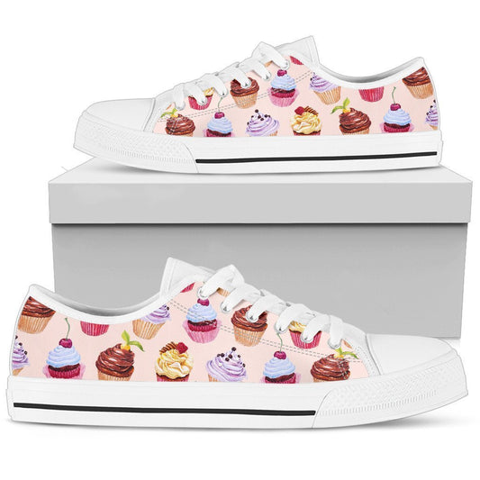 Pink Cupcake Pattern Men High Top Canvas Shoes