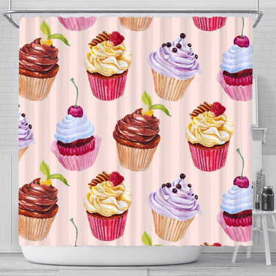 Pink Cupcake Pattern Shower Curtain